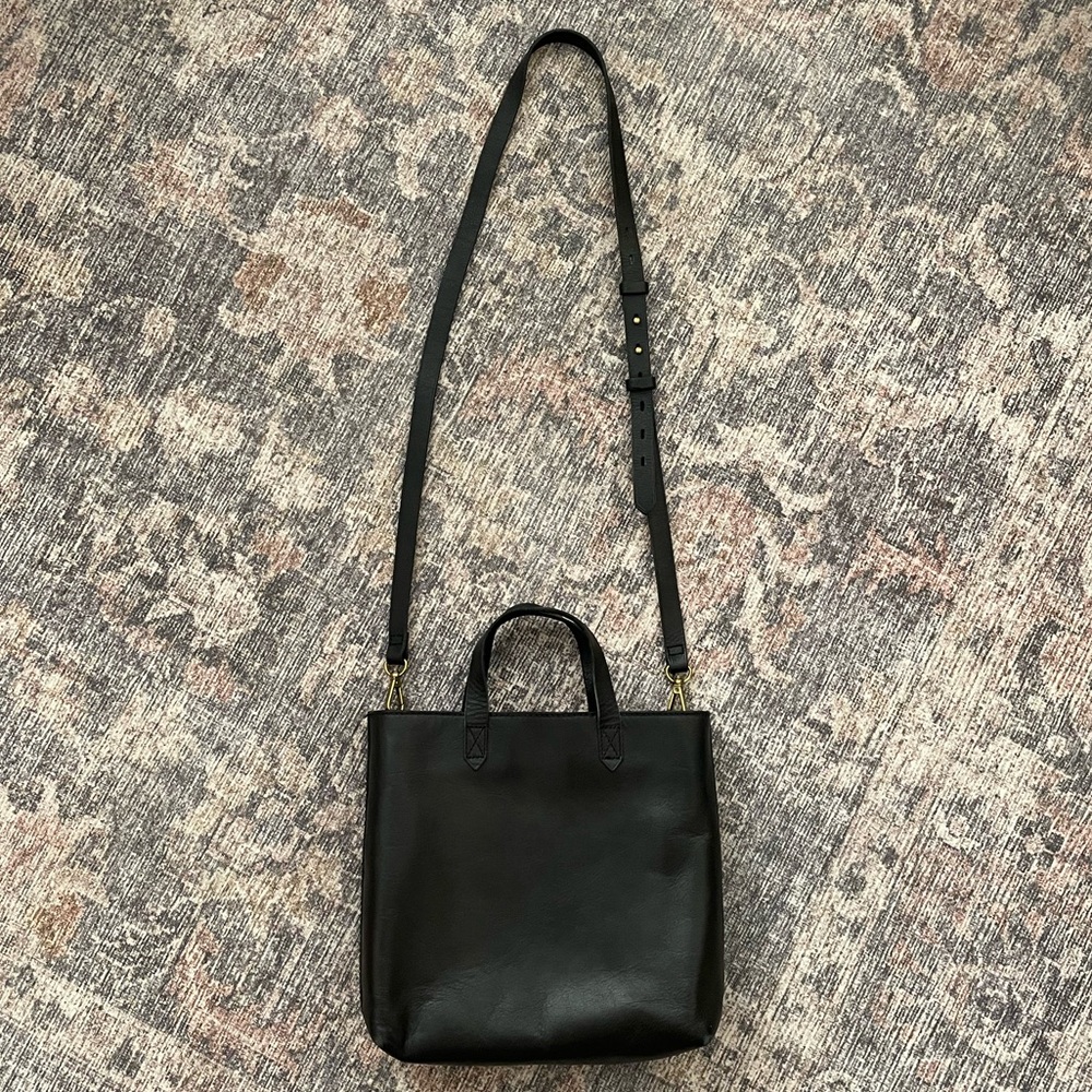 Madewell Crossbody Tote - Black Leather